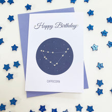 Load image into Gallery viewer, Capricorn constellation zodiac birthday card