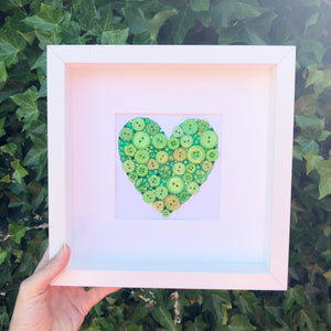 Green Button Art Heart