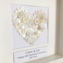 Load image into Gallery viewer, Ivory Anniversary button ivory heart, framed picture