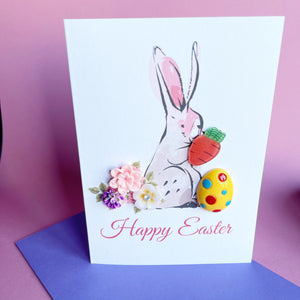 Happy Easter Card - Easter Bunny A6 Handmade Card