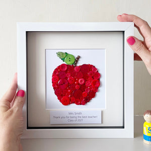 Personalised Teacher Thank You Gift - Apple For The Teacher Button Art