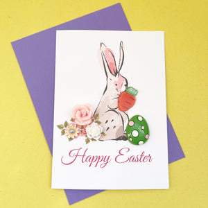Happy Easter Card - Easter Bunny A6 Handmade Card