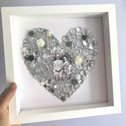 Heart button artwork in frame. Choose your colour.