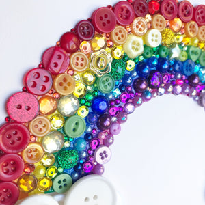 Sparkly rainbow framed button art
