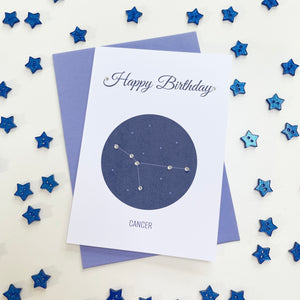 Cancer constellation zodiac birthday card
