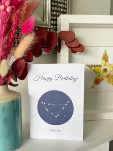 Capricorn constellation zodiac birthday card