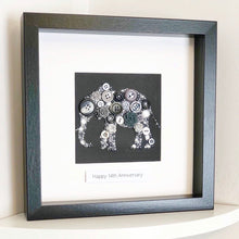 Load image into Gallery viewer, 14th Wedding Anniversary Gift - Personalised Elephant Button Art - Ivory