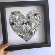 Load image into Gallery viewer, Heart button artwork in frame. Choose your colour.
