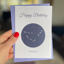 Load image into Gallery viewer, Capricorn constellation zodiac birthday card