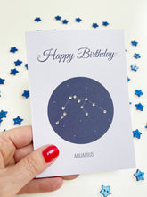 Load image into Gallery viewer, Aquarius constellation zodiac birthday card
