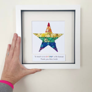 Personalised Teacher Thank You Gift - Star Button Art