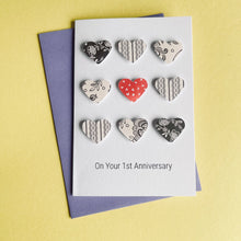 Load image into Gallery viewer, Paper Wedding Anniversary Card 9 Hearts- 1st Anniversary