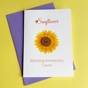 Sunflower Wedding Anniversary Card | 3rd Anniversary Flower