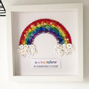 Sparkly Rainbow framed button art nursery decor | Child's bedroom art