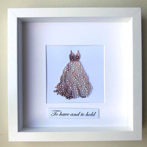 Beautiful wedding gown button art framed picture