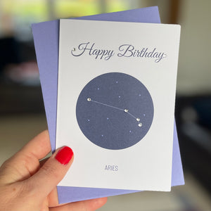 Aries constellation zodiac birthday card