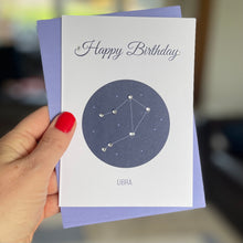 Load image into Gallery viewer, Libra constellation zodiac birthday card