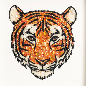 Sparkly original tiger button art. Perfect for any animal lover.
