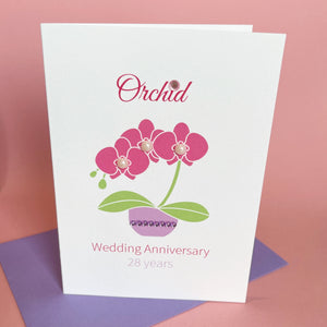 Orchid Wedding Anniversary Card | 28th Anniversary
