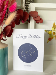 Sagittarius constellation zodiac birthday card