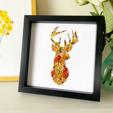 Load image into Gallery viewer, Stags head button art on white - rustic wall art
