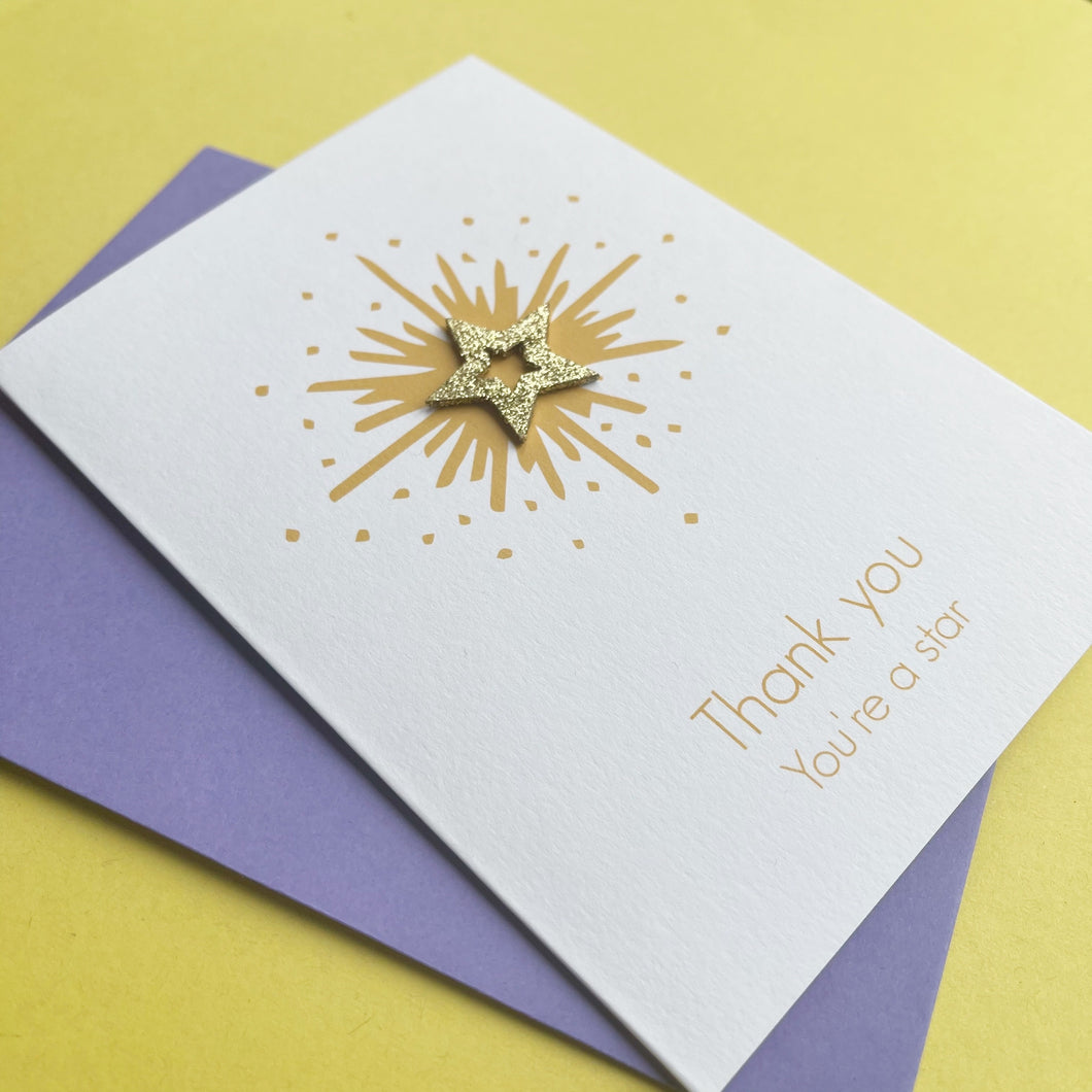 Handmade Thank You Card | You're A Star Handmade Card
