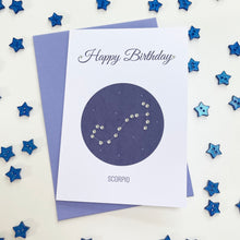 Load image into Gallery viewer, Scorpio constellation zodiac birthday card