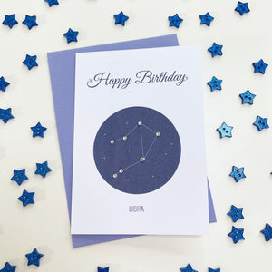 Libra constellation zodiac birthday card