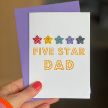 Load image into Gallery viewer, Five Star Dad Card | Handmade Father&#39;s Day Card