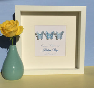 Beautiful butterflies button art framed picture.